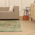 Vintage Isparta Turkish Area Rug 6x9 ft — Blue & Beige Floral (No. 40319)