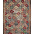 Vintage Isparta Turkish Area Rug 6x9 ft — Red & Orange Geometric