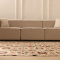 Vintage Isparta Turkish Area Rug 6x9 ft — Beige & Red Floral