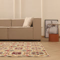 Vintage Isparta Turkish Area Rug 6x9 ft — Beige & Red Floral