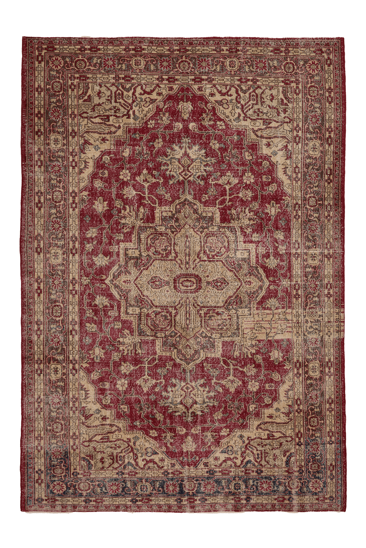 Vintage Isparta Turkish Area Rug 6x10 ft — Red & Beige maximalist