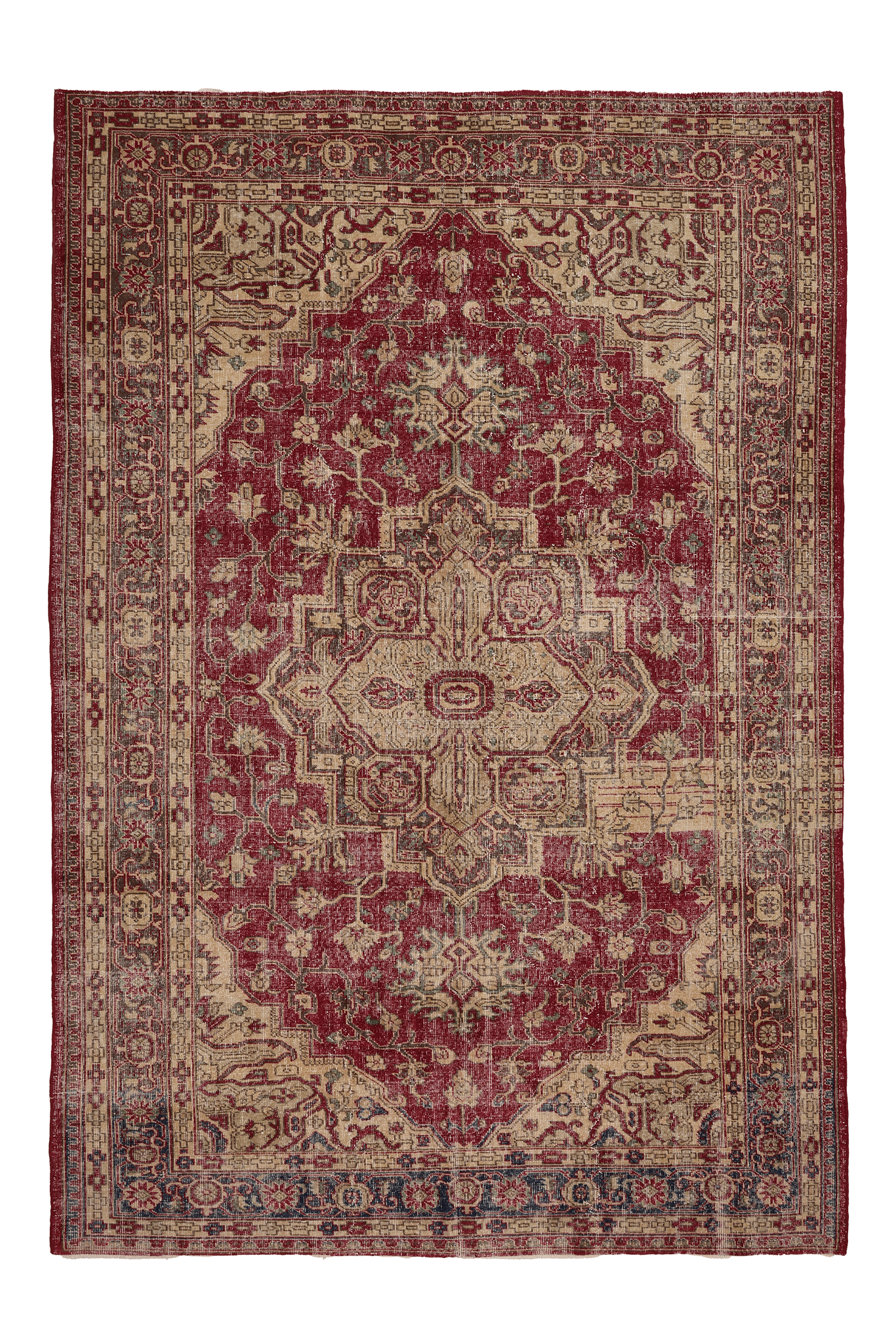 Vintage Isparta Turkish Area Rug 6x10 ft — Red & Beige maximalist