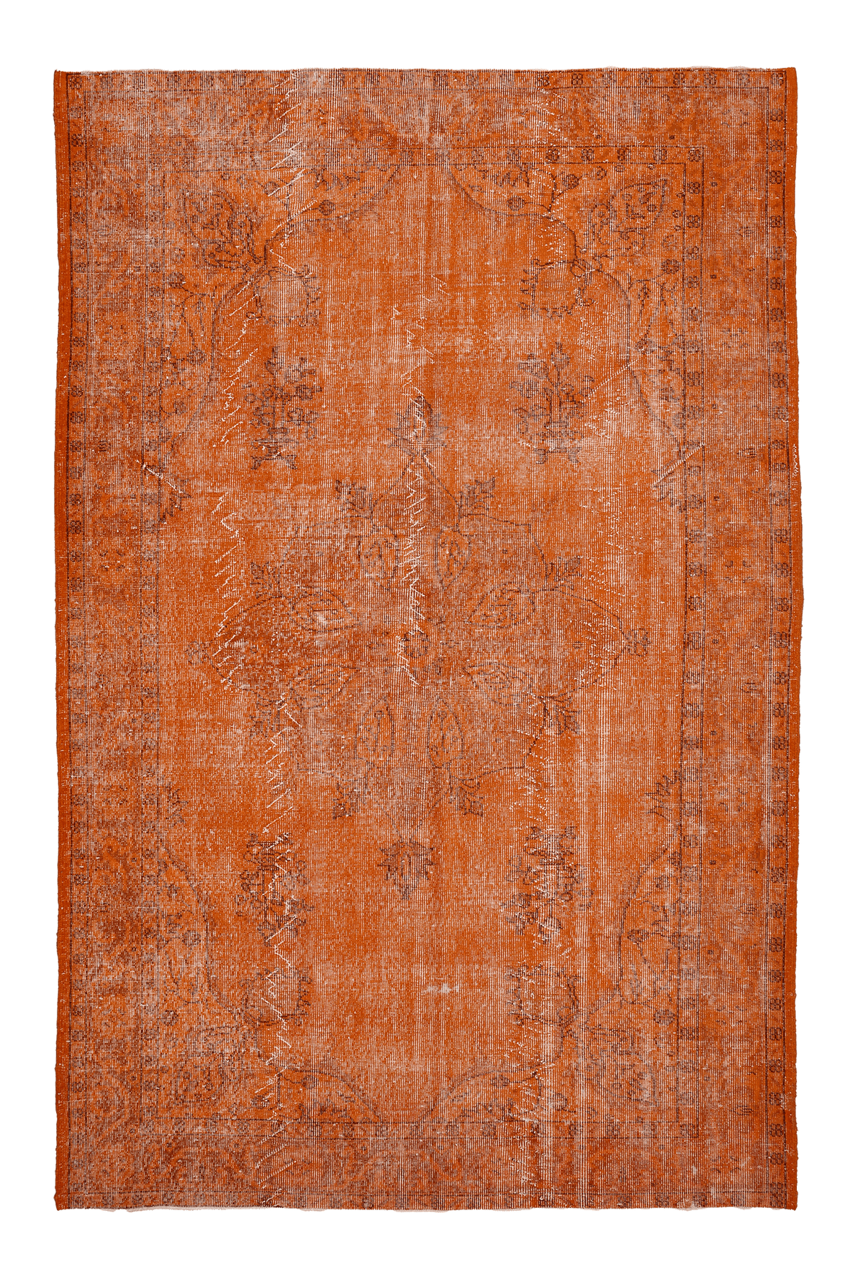 Vintage Isparta Turkish Area Rug 6x9 ft — Orange Overdyed