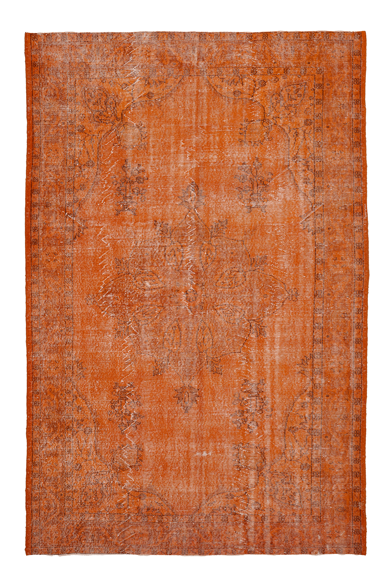 Vintage Isparta Turkish Area Rug 6x9 ft — Orange Overdyed