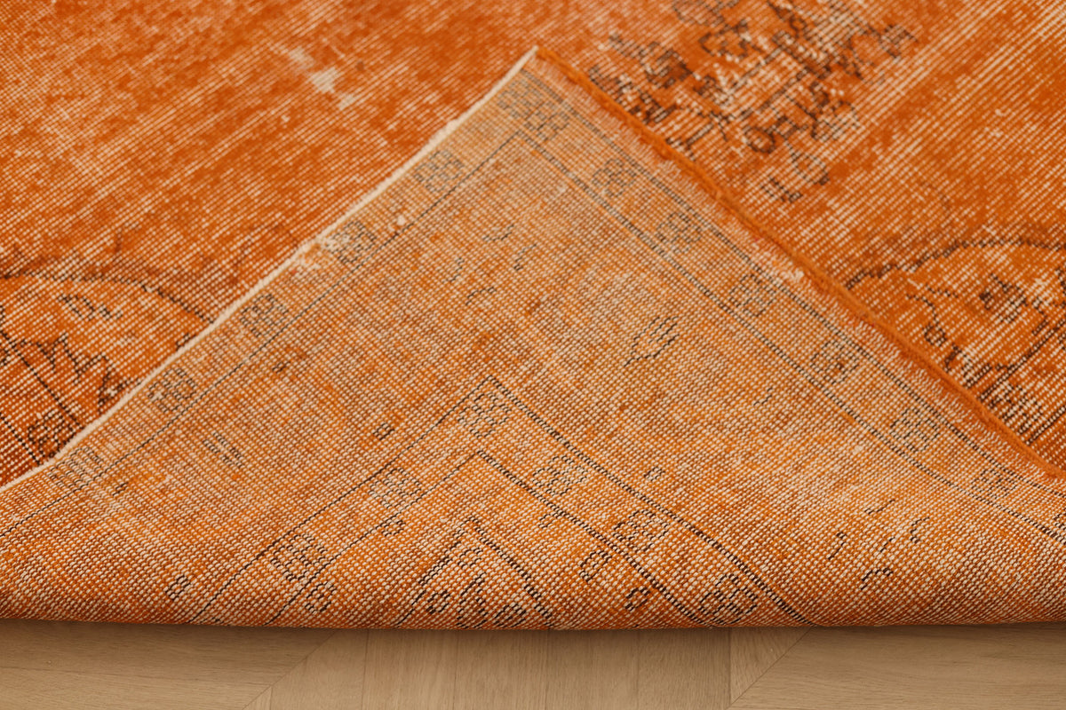 Vintage Isparta Turkish Area Rug 6x9 ft — Orange Overdyed