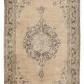 Vintage Isparta Turkish Area Rug 6x10 ft — Beige & Gray Floral (No. 40339)