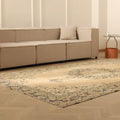 Vintage Isparta Turkish Area Rug 6x10 ft — Beige & Gray Floral (No. 40339)