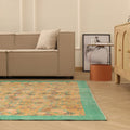 Vintage Isparta Turkish Area Rug 6x10 ft — Green & Brown Floral