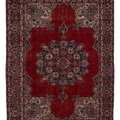 Vintage Isparta Turkish Area Rug 6x9 ft — Red & Blue Floral