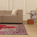 Vintage Isparta Turkish Area Rug 6x9 ft — Red & Blue Floral