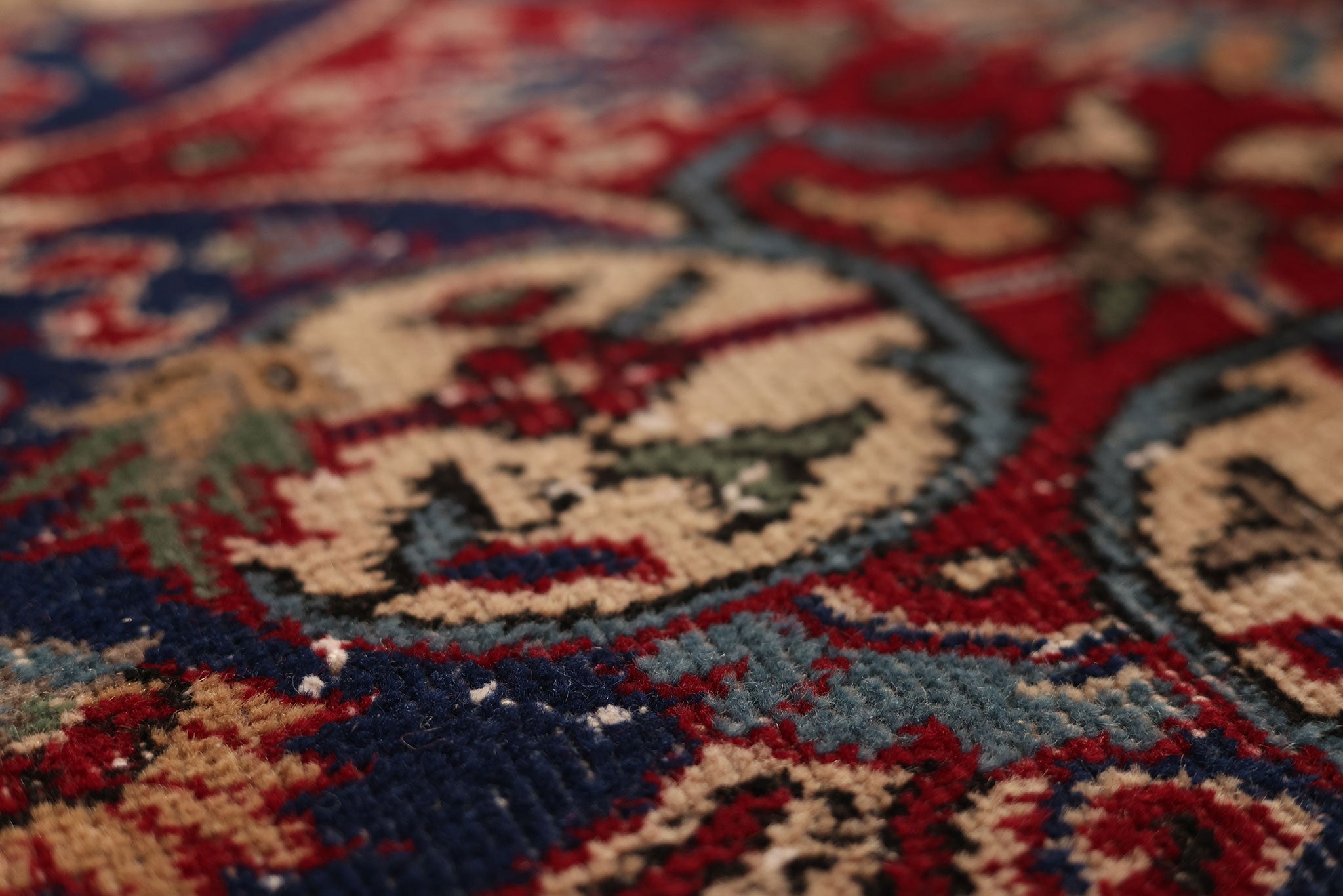 Vintage Isparta Turkish Area Rug 6x9 ft — Red & Blue Floral