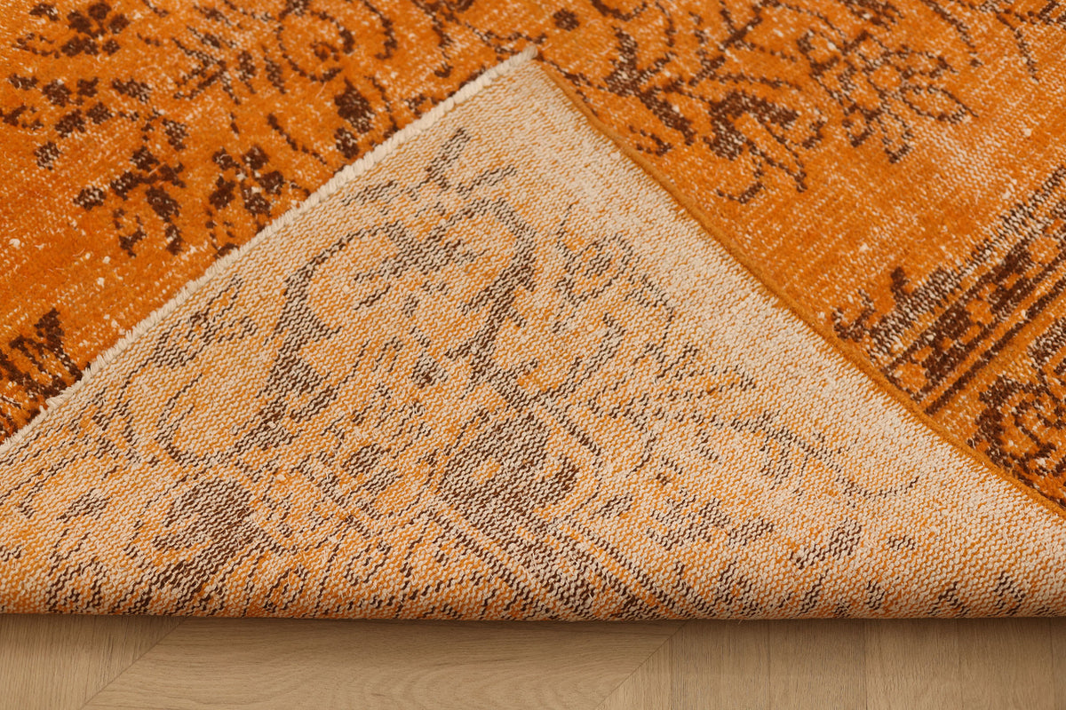 Vintage Manisa Turkish Area Rug 5x9 ft — Orange Overdyed