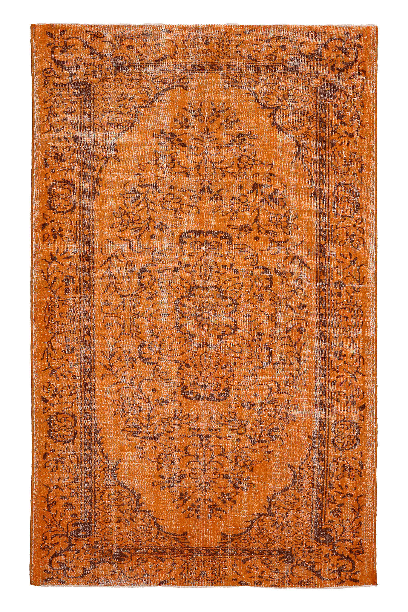 Vintage Manisa Turkish Area Rug 5x9 ft — Orange Overdyed