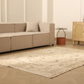 Vintage Manisa Turkish Area Rug 5x8 ft — Beige & Brown Floral (No. 40343)