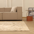 Vintage Manisa Turkish Area Rug 5x8 ft — Beige & Brown Floral (No. 40343)