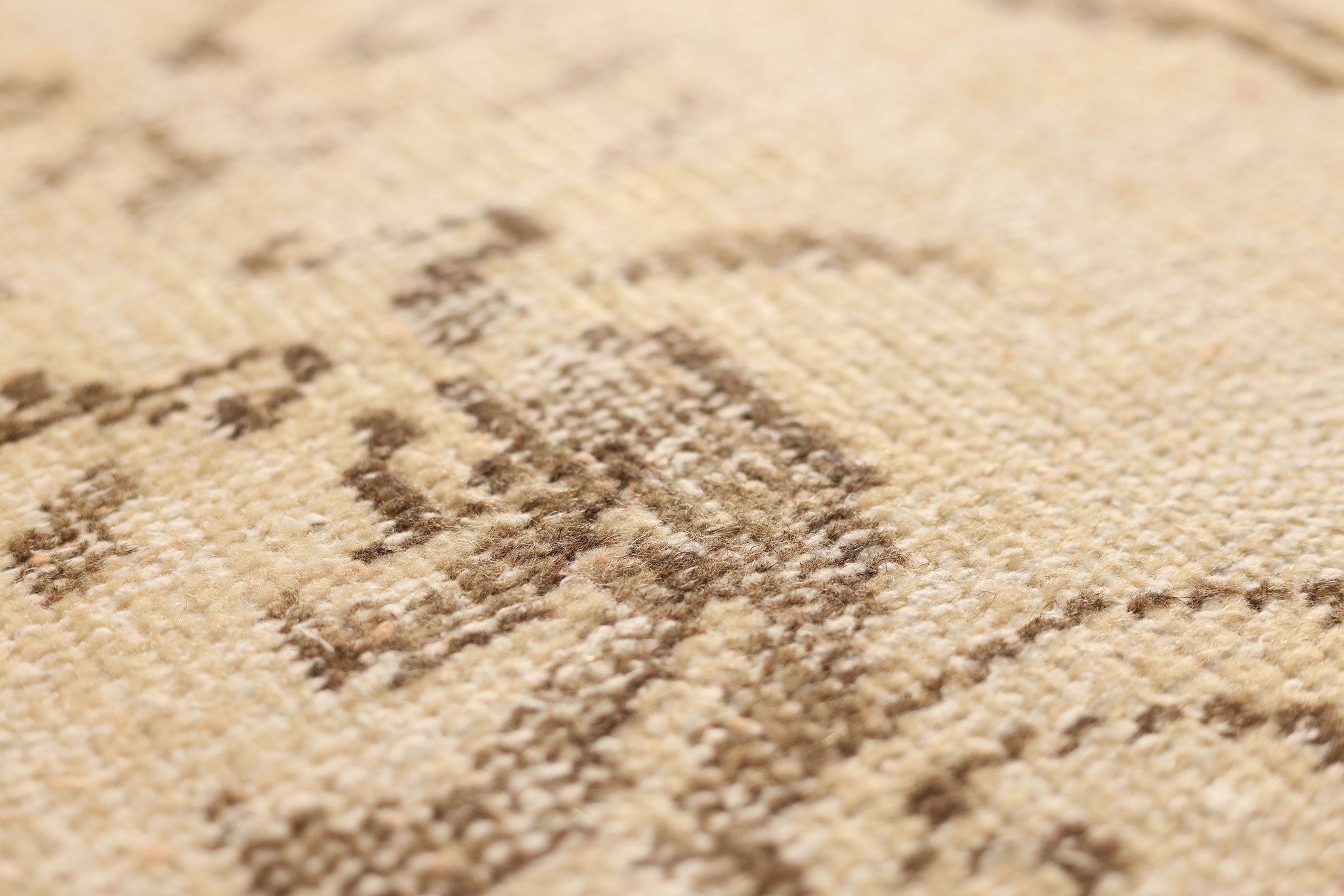Vintage Manisa Turkish Area Rug 5x8 ft — Beige & Brown Floral (No. 40343)