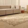 Vintage Isparta Turkish Area Rug 5x10 ft — Beige & Brown Floral (No. 40344)