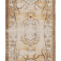 Vintage Isparta Turkish Area Rug 4x8 ft — Beige & Brown Floral (No. 40345)