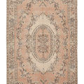Vintage Isparta Turkish Area Rug 6x10 ft — Beige & Pink Floral