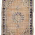 Vintage Manisa Turkish Area Rug 6x9 ft — Beige & Blue Floral (No. 40347)