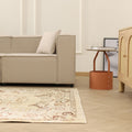 Vintage Manisa Turkish Area Rug 5x9 ft — White & Beige Floral