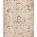 Vintage Manisa Turkish Area Rug 5x9 ft — White & Beige Floral