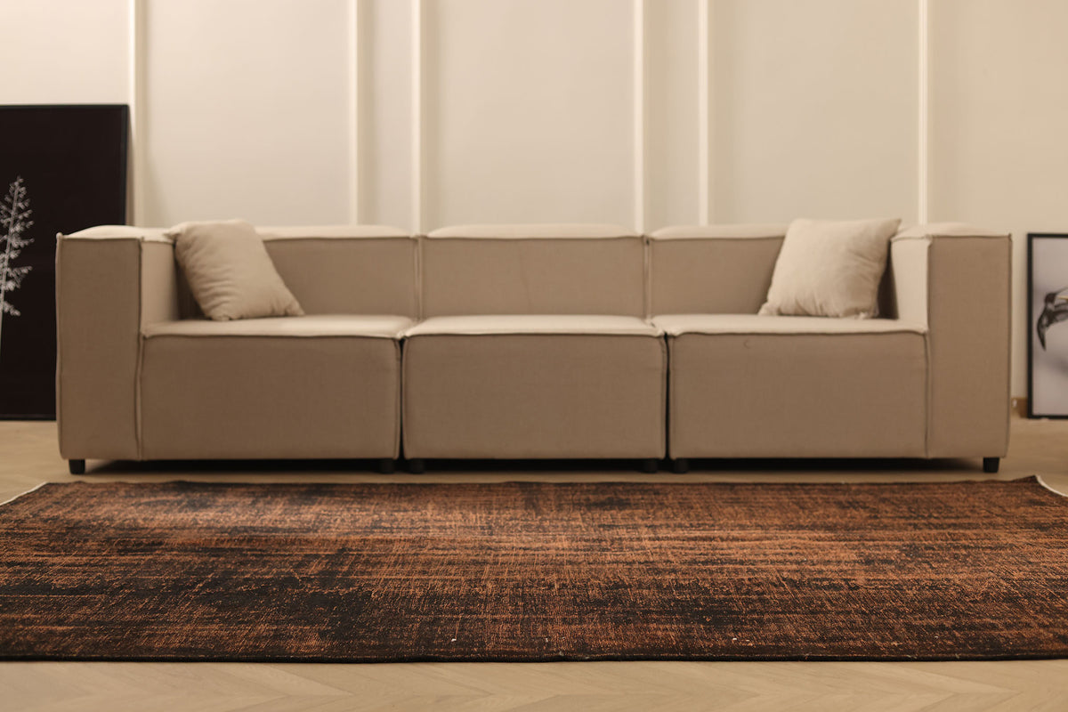 Vintage Manisa Turkish Area Rug 6x9 ft — Brown & Black Overdyed