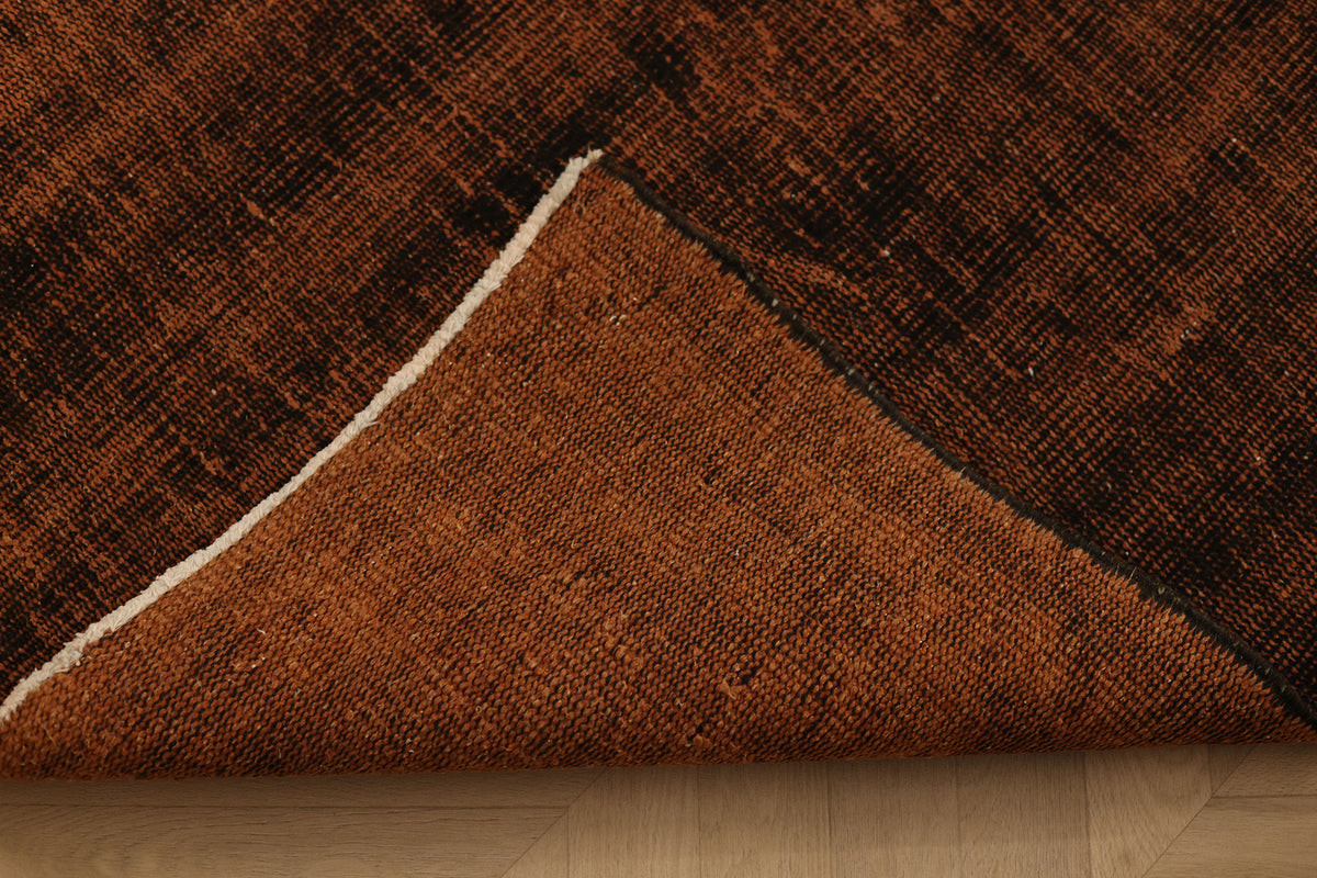 Vintage Manisa Turkish Area Rug 6x9 ft — Brown & Black Overdyed