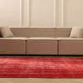 Vintage Manisa Turkish Area Rug 5x8 ft — Red Overdyed (No. 40355)
