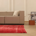 Vintage Manisa Turkish Area Rug 5x8 ft — Red Overdyed (No. 40355)