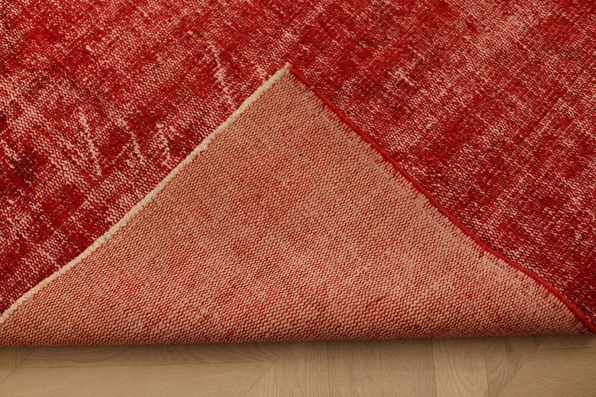 Vintage Manisa Turkish Area Rug 5x8 ft — Red Overdyed (No. 40355)