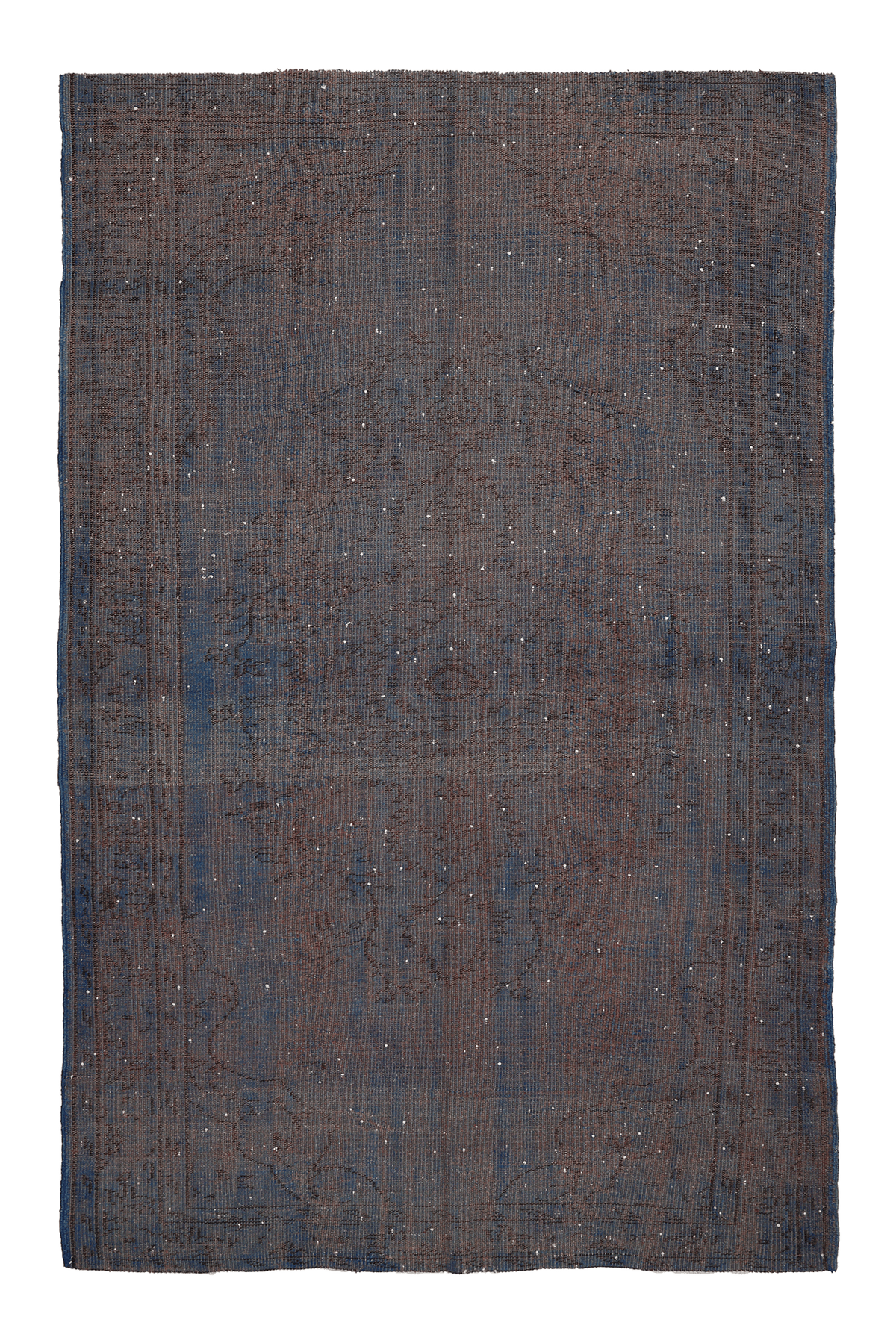 Vintage Manisa Turkish Area Rug 5x9 ft — Blue & Brown Overdyed