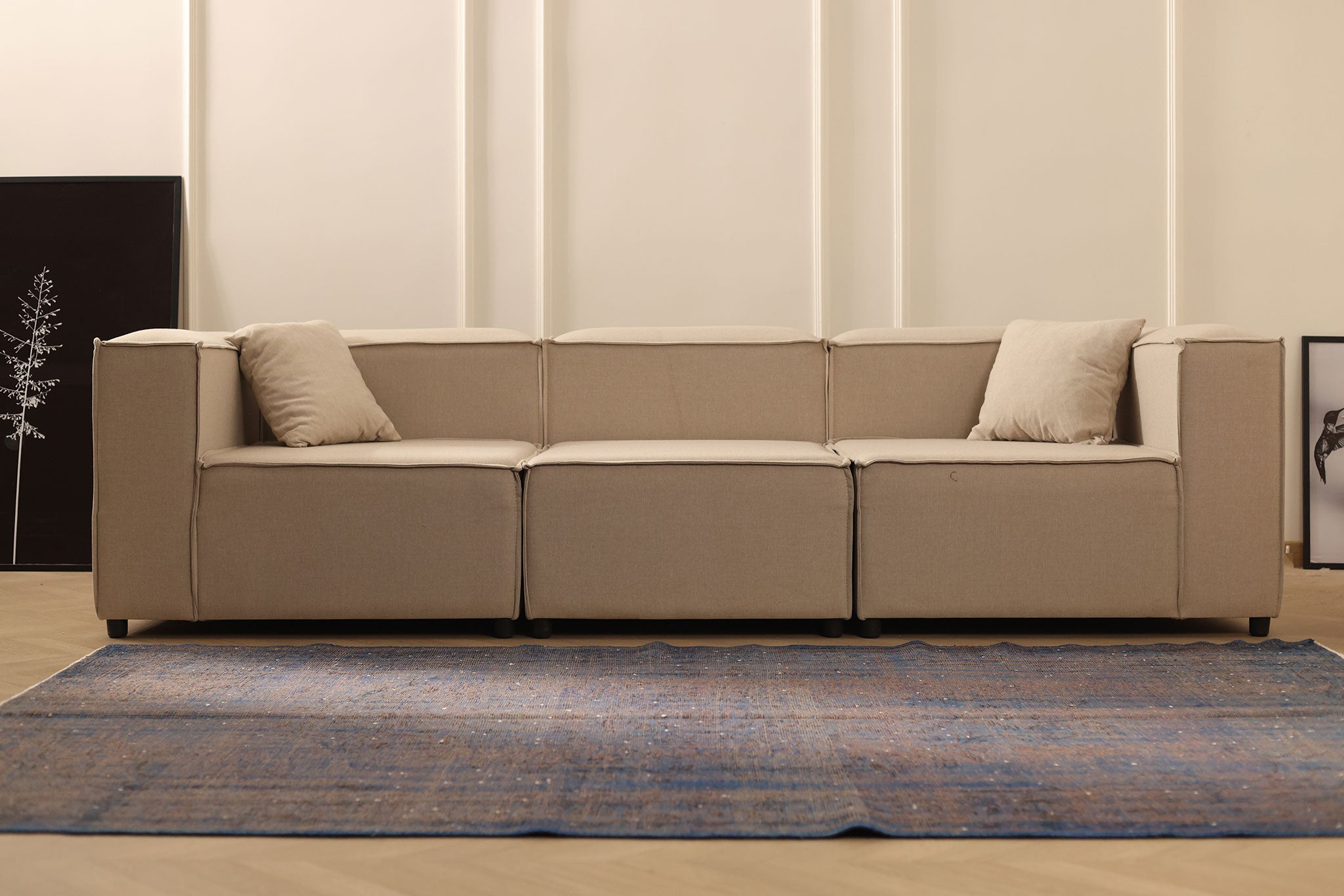 Vintage Manisa Turkish Area Rug 5x9 ft — Blue & Brown Overdyed