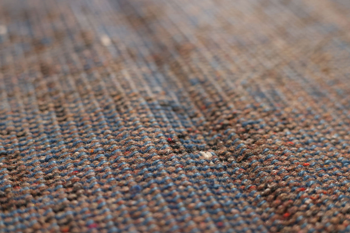 Vintage Manisa Turkish Area Rug 5x9 ft — Blue & Brown Overdyed