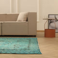 Vintage Manisa Turkish Area Rug 5x7 ft — Green & Gray Overdyed