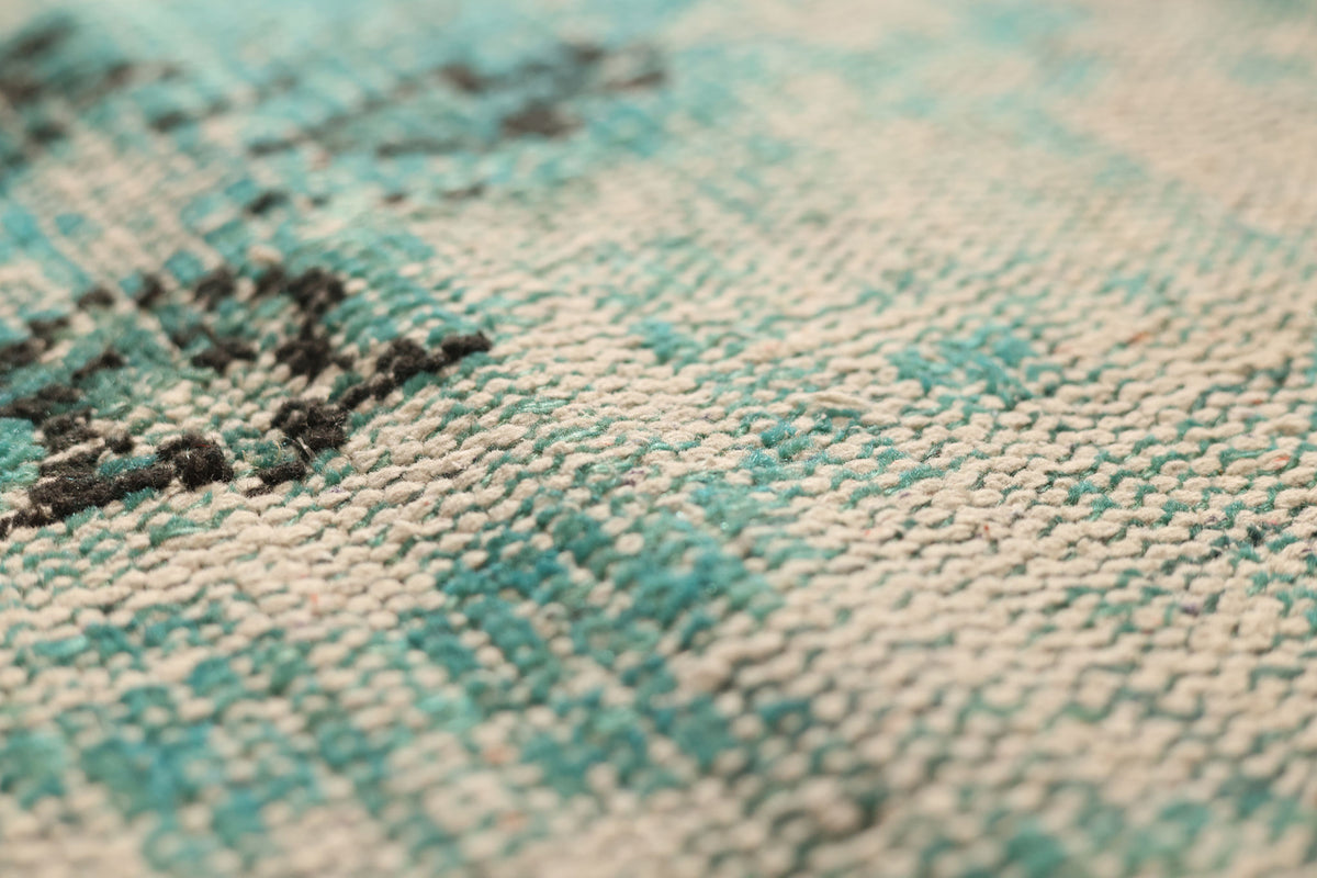 Vintage Manisa Turkish Area Rug 5x7 ft — Green & Gray Overdyed