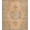 Vintage Manisa Turkish Area Rug 6x8 ft — Orange & Gray Floral