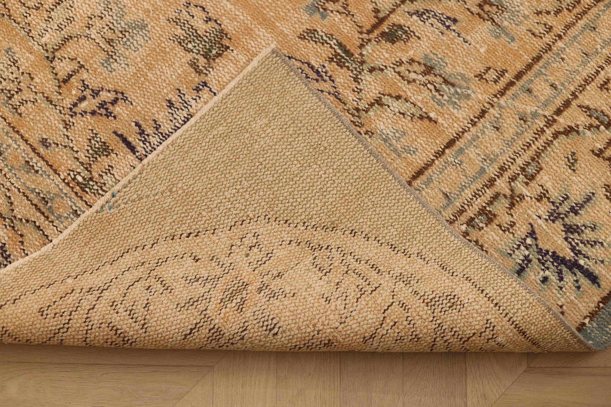 Vintage Manisa Turkish Area Rug 6x8 ft — Orange & Gray Floral