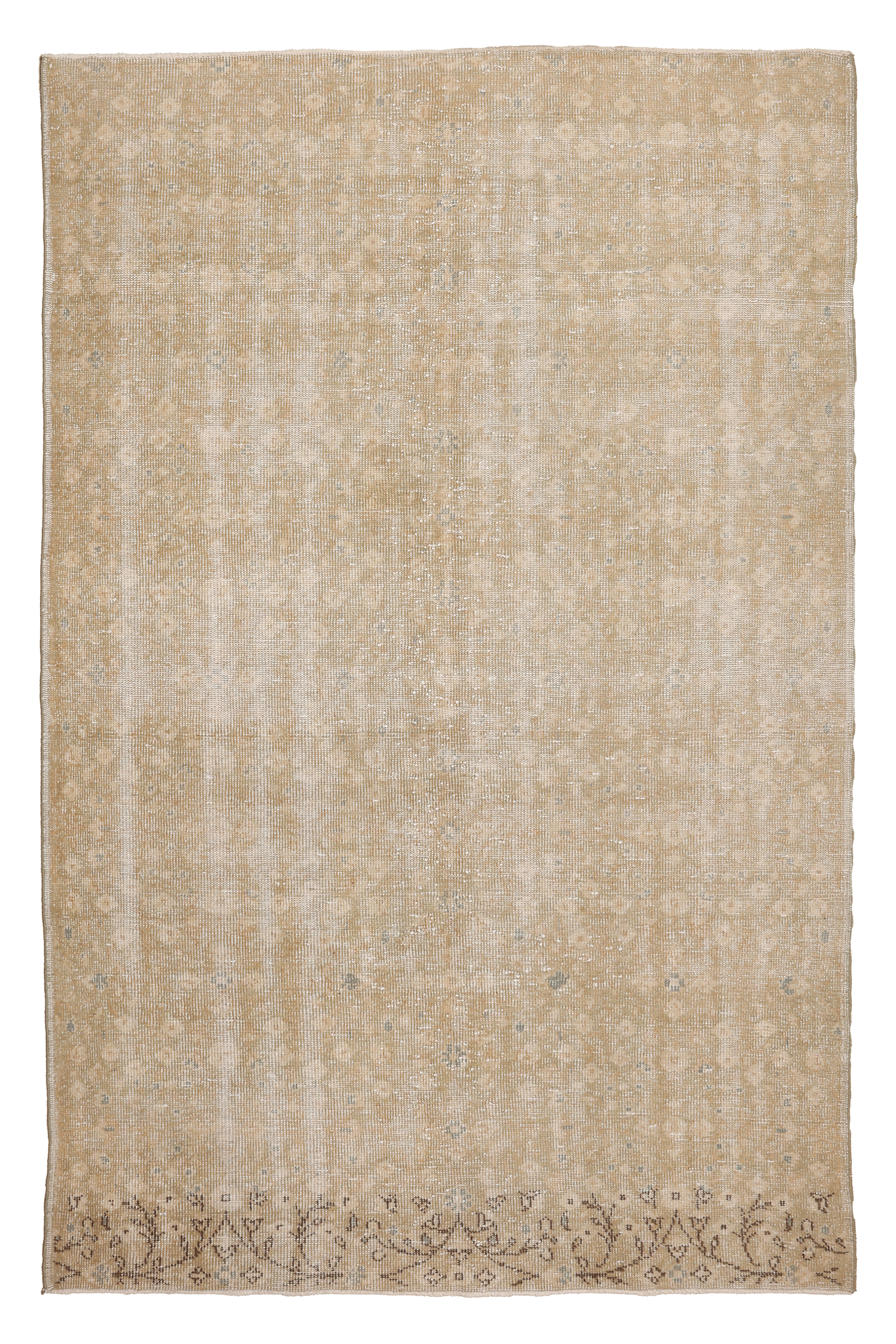 Vintage Manisa Turkish Area Rug 5x9 ft — Beige Distressed