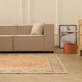 Vintage Manisa Turkish Area Rug 6x9 ft — Orange & Beige Floral