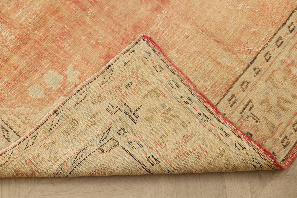 Vintage Manisa Turkish Area Rug 5x9 ft — Red & Beige Floral
