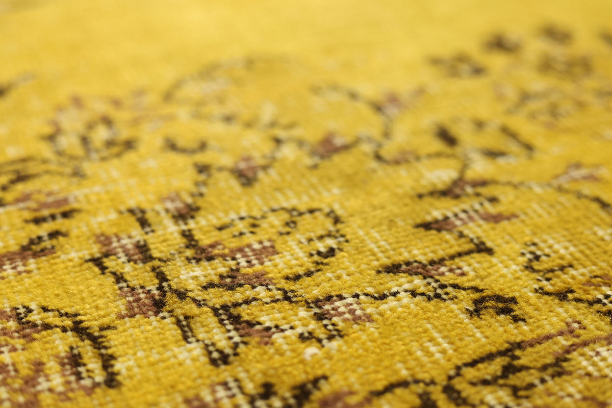 Vintage Isparta Turkish Area Rug 7x10 ft — Yellow & Brown Overdyed