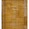 Vintage Isparta Turkish Area Rug 7x10 ft — Yellow & Brown Distressed
