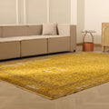 Vintage Isparta Turkish Area Rug 7x10 ft — Yellow & Brown Distressed