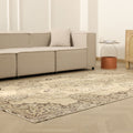 Vintage Isparta Turkish Area Rug 5x9 ft — Beige Floral (No. 40381)