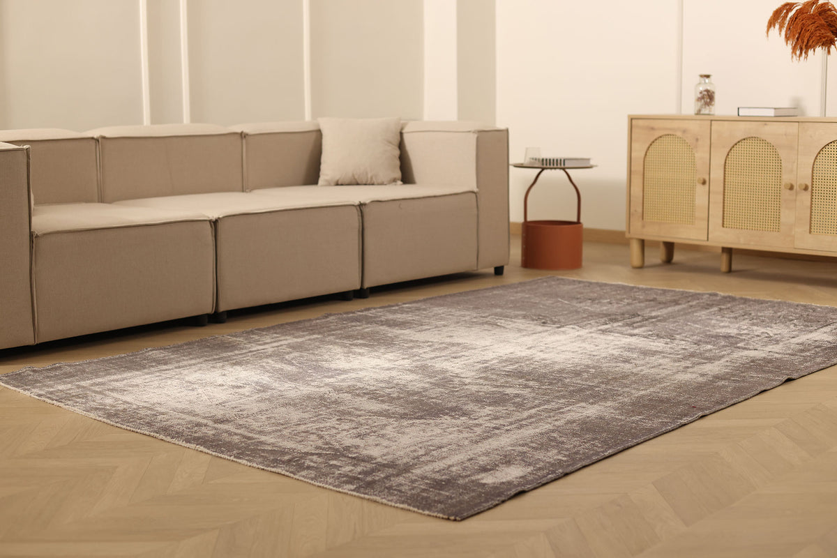 Vintage Manisa Turkish Area Rug 6x9 ft — Gray Overdyed