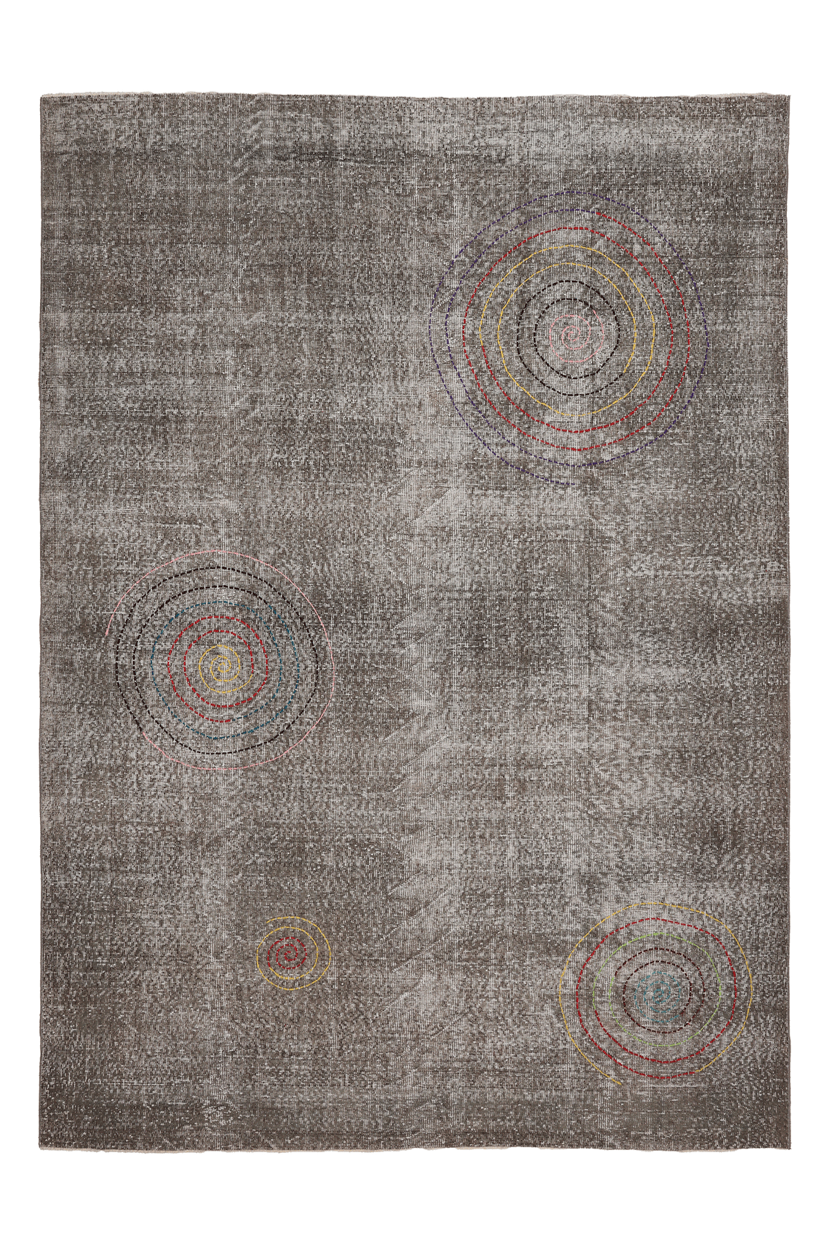Vintage Isparta Turkish Area Rug 7x9 ft — Gray Geometric
