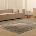 Vintage Isparta Turkish Area Rug 7x9 ft — Gray Geometric