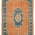 Vintage Isparta Turkish Area Rug 6x10 ft — Orange & Blue Floral (No. 40386)