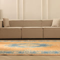 Vintage Isparta Turkish Area Rug 6x10 ft — Orange & Blue Floral (No. 40386)